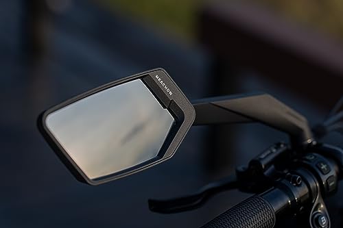 MEACHOW 2024 NEW Handlebar Bike Mirror, Scratch Resistant Glass Lens, Ultra-HD, E-bike Mirror, Bicycle Mirror, (Silver Left Side) ME-015LS