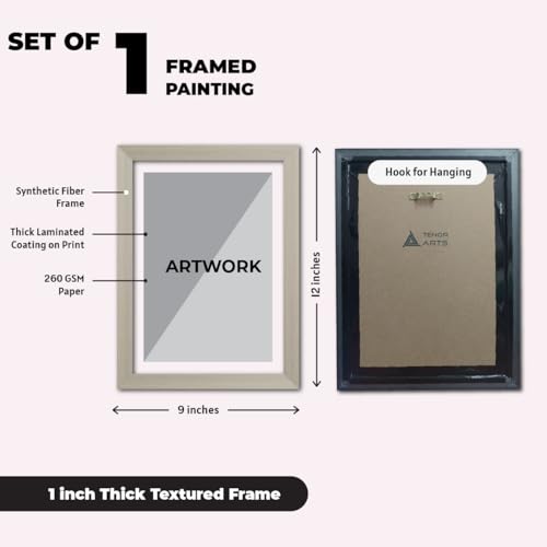 Image of TenorArts Red Lotus Photo Frame Vastu Positivity Aesthetic Wall Painting Lucky Art Framed with White Wooden Texture for Living rooms Office Bedroom - Wall Paintings /Hangings (12inches x 9inches)