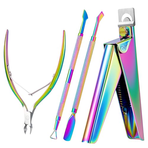 Image of MelodySusie 4 in 1 Stainless Steel Acrylic Nail Tool Kit, Rainbow