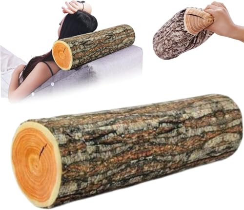 Round Tree Stump Throw Pillow 3D Digital Print Realistic Wood Log Pillow Comfortable Funny Cute Round Woods Stump Shaped Cushions for Home Couch Sofa Bedroom Living Room Decor