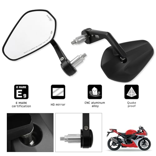 Image of DREAMIZER Motorcycle Mirrors Bar End Mirror Universal Rear View Mirrors for Motorcycles 7 /8 inch Handlebars, Compatible with Honda Grom, Yamaha, Kawasaki, Ducati, Suzuki and More