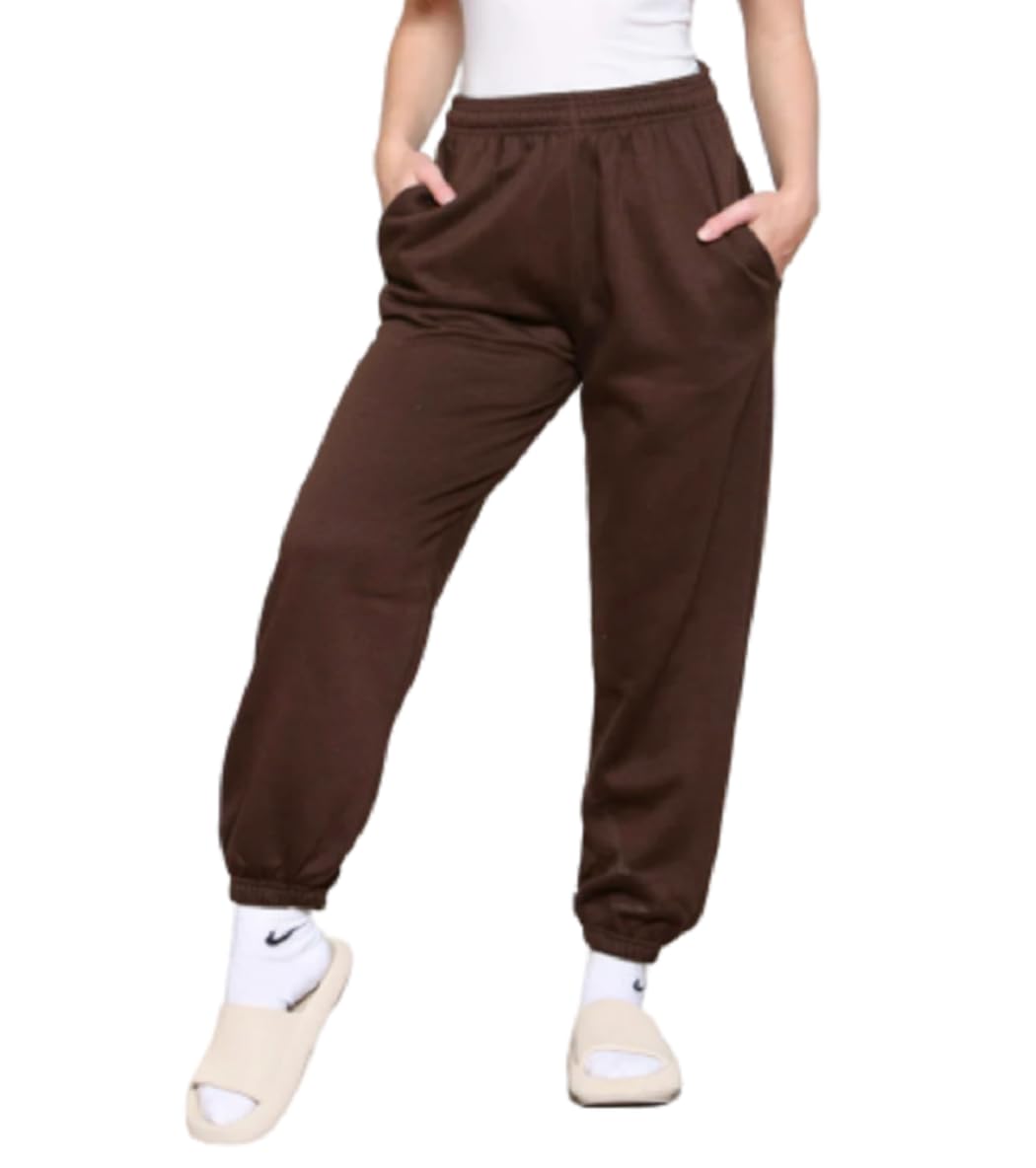 Edb Women's Brown Joggers Bottom Uk Size 6-14 Yoga Tracksuit Jogging Sweatpants Sports Trousers Lightweight Workout Lounge Pants (, 12)