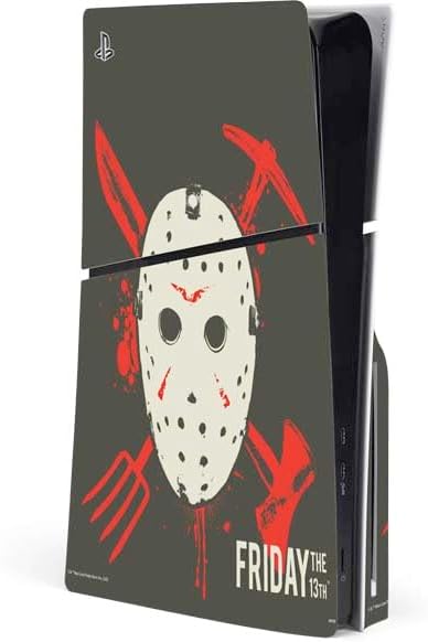 Skinit Decal Gaming Skin Compatible with PS5 Slim Disk Console - Officially Licensed Warner Bros Friday The 13th Jason Voorhees Design