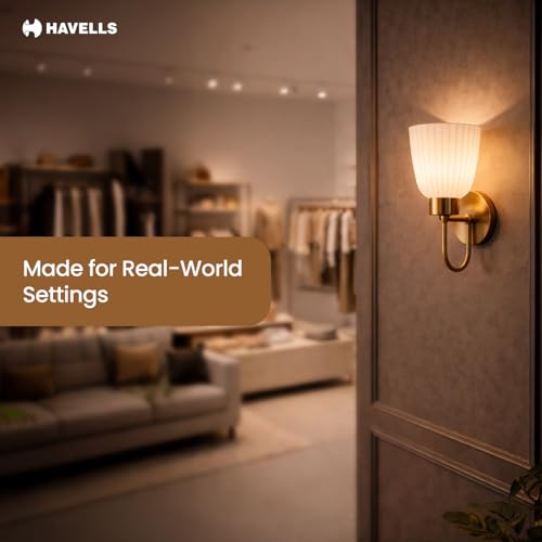 Image of Havells Venz Indoor Wall Light | Antique Bronze Durable Frame & Ambient Glow Diffuser | B22 Holder Compatible | Elegant Lighting for Bedrooms, Living Rooms & Hallways