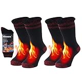 Hissox Men’s Fleece Lined Socks, Winter Warm Thickened Crew Thermal Socks, Cozy Insulated Fuzzy...