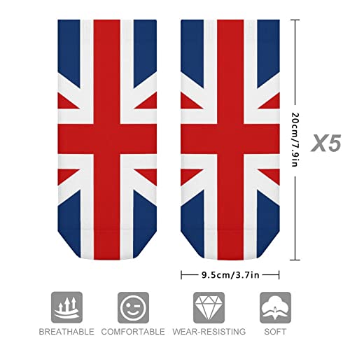 British Flag 5 Pairs Ankle Socks Low-Cut Athletic Running Socks for Men and Women2
