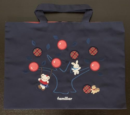 familiar ネイビー×レッド トートバッグ familiar ファミリア レッスンバッグ トートバッグ リンゴの木