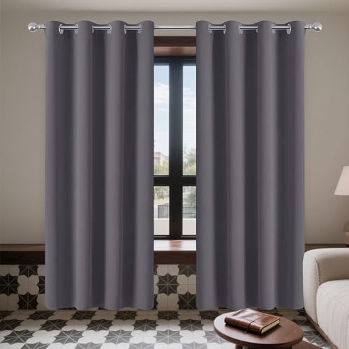 Rideau occultant de chambre à coucher doux et esthétique gris - 2