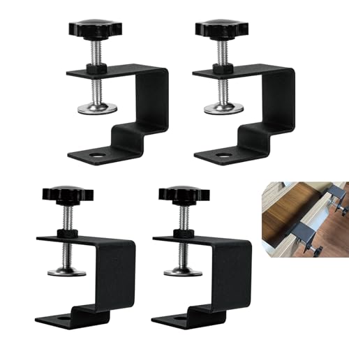 VANROUG 4Pcs Drawer Front Installation Clamps Drawer Fixing Clips Adjustable Drawer Face Clamp jig C Clamps Easy and Stable Drawer Front Mounting Tool for Woodworking Black