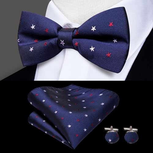 Image of Dubulle Suspender and Bow Tie for Men Paisley Solid Mens Suit Braces Pretied Bowtie and Handkerchief Cufflinks Formal Wedding