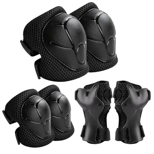 Zorplex Protection Roller Enfant, Kit de Protection pour Patins à roulettes vec Genouillères, Coudières et Protèges-Poignets 6 en 1, Equipement de Protection pour Le...