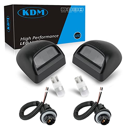 KDM LED License Plate Light Connector Socket Wiring Receptacle Harness Assembly Fit for Chevy Silverado Sierra Avalanche Suburban Escalade Yukon GMC Ca-dillac?Black Housing Rear Tag Light 6000K White