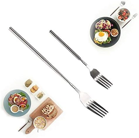 Yosoo Stainless Steel 1 Adjustable Telescopic Fork Material, Portable Tableware for Barbecues Dinners, Desserts, Sausages