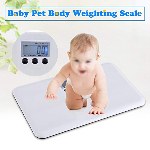 Multi-Function Baby Scale, Baby Scale, Pet Scale, Digital, for: Infant, Newborns, Puppy, Cats, LCD Display, Tare Function, Weighing Platform Perfect for Toddler/Puppy/Cat/Dog/Adult (330.7 lbs)