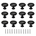 Lot de 12 boutons de tiroir ronds noirs avec vis en alliage d'aluminium pour armoire de cuisine/chambre/salle de bain