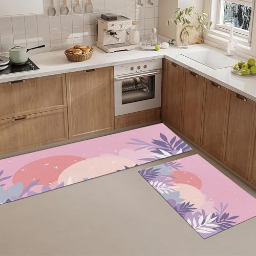 Alfombrillas de cocina para evitar salpicaduras juego de alfombras absorbentes rosa 5