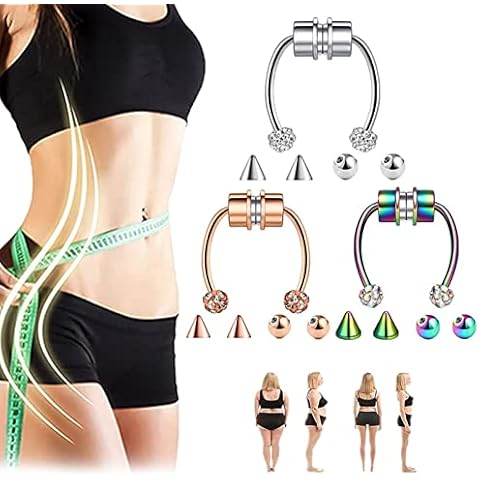 3/5PCS Skinny Fast Acupressure Slimming Nose Ring, Acupressure Slimming Nose Ring, Magnetic Nose Ring for Women Men (3 PCS-A) Cover