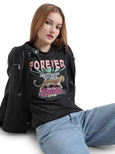 Image of ONLY Typography Printed Cotton T-Shirt