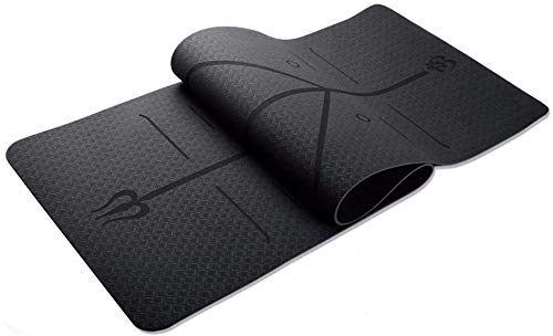 Tapete Yoga TPE 6mm Linhas Corporais Preto