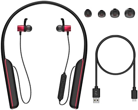 PHIRADI Wireless Earbuds Neckband Bluetooth Neckband Headset Built-in Noise Cancelling Microphone,90 Hours Playtime Long Battery Life Neck Headphones for Exercise.Audio Books,Video Conference