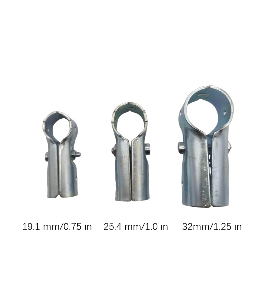 Chain-link Fence Parts 4 Pcs T Pipe Connector Tee Clamp Fittings,Fit OD 3/4  Inch ( 19.1mm) Carbon Steel End Rail Tee Clamps,Chain Link Fence,Bolts And  Nuts Included,for DIY Shelf Garden Support Pipe