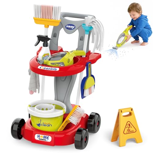 Bluocean Kids Cleaning Set Red Vacuum Toy Car