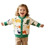 Generisch Jungen Strickjacke mit Dinosaurier-Muster & Knopfleiste