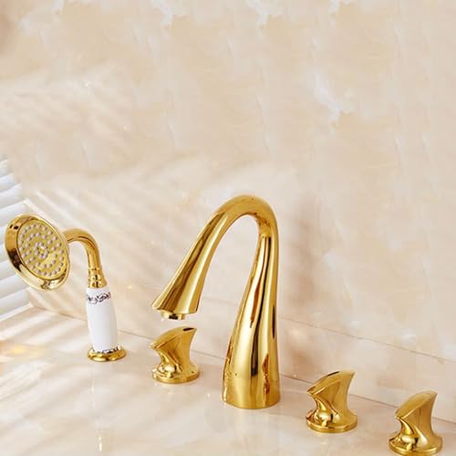 Robinet mitigeur de baignoire rétractable doré contre le calcaire