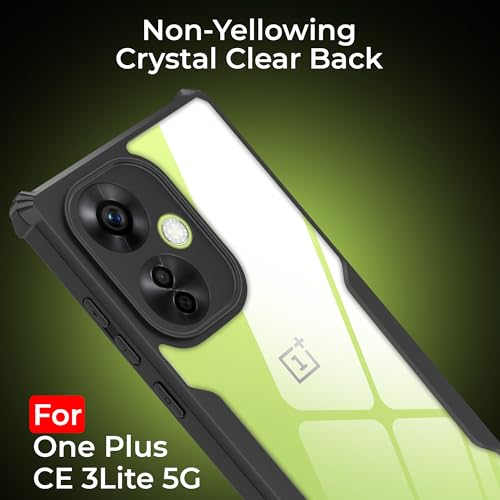 Image of A rtistque Clear Hard Transparent Acrylic Armor Anti-Drop Shockproof TPU Edge Back Cover Case for Oneplus Nord CE 3 Lite - Black