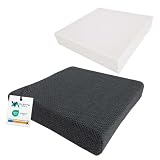VALENTIA MEDICAL - Cojin Antiescaras Espuma HR 42x42x8 - Cojín Antiescaras Silla de Ruedas, Oficina, Hogar, Coche - Funda Lavable Transpirable - Corrector Postura - Fabricado en España