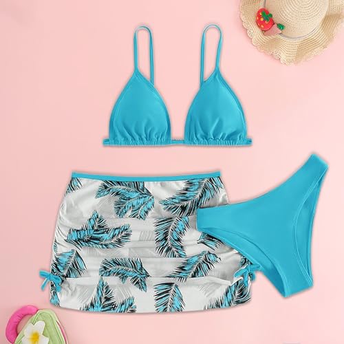 Kids Girls Flower Wrap Skirts with Bikini Bathing Suits Padded Beach 3 Piece Swimsuits Sets Cute Ruched Swimwear4