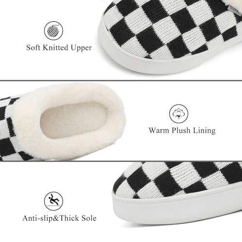 UBFEN Womens Slippers Classic Plaid Winter Warm with Memory Foam Fluffy House Shoes Platform Indoor Bedroom2