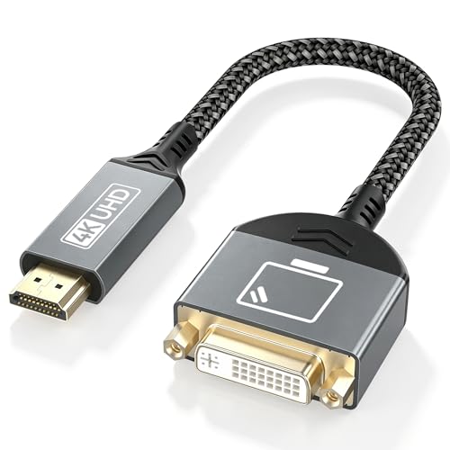 BRV Explorer Adaptador DVI a HDMI, HDMI Macho a DVI Hembra (24+5), Cable Adaptador HDMI DVI bidireccional con 1080P de Alta Velocidad Full HD para Ordenador portátil, PC, Monitor, proyector, HDTV