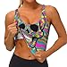 Women Girls Yoga Bras U-Shaped Back Comfortable Sweat Vest with Pads Elastic Sportswear for Gym Fitness, for Trippy Skull Art