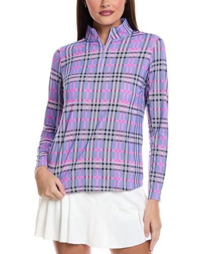 IBKUL Athleisure Wear Sun Protective UPF 50+ Icefil Cooling Judith Print Long Sleeve Mock Neck Top - 10934