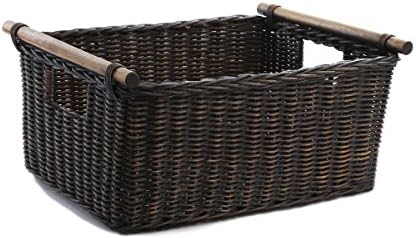 The Basket Lady Cestino Ovale In Vimini – Rattan Naturale – Antique Walnut Brown – 29,7x24x30,5 Cm – Con Fodera Metallica - 3