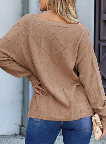 Image of EVALESS Casual Crewneck Sweaters for Women Fall Winter 2026 Lightweight Long Batwing Sleeve Pullover Sweaters Tops Clothes