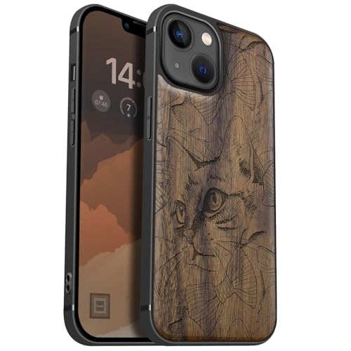 Coque iPhone 13 Magsafe Bois Antichoc Carveit Noyer Gravé Protection Anti-chute