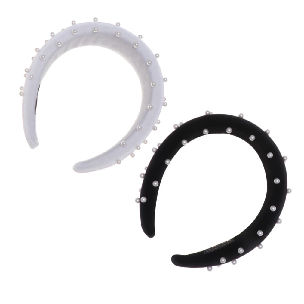 minkissy 6piezas Diadema De Perlas Esponja Flannelette Para Mujer Negro y Accesorio De Moda Para Fiesta y Uso Diario