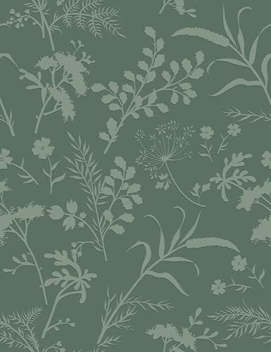 Heroad Peel and Stick Wallpaper Boho Floral Contact Paper Sage Green Leaf Wallpaper for Cabinets Waterproof Removable Self Adhesive Wall Paper for Bedroom Bathroom Decor Vinyl Roll 17.3x78.7