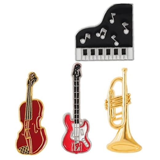 Fopytu 4 Pcs Esmalte Broche Pin De Dibujos Animados Violín Guitarra Piano Instrumento Musical Insignias De Alfiler