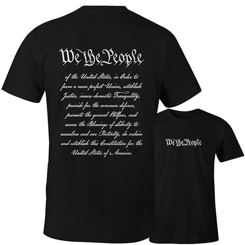 Ink Trendz We The People Preamble US Constitution 4th of July Patriotic Cotton Men's T-Shirt (X-Large, Black)
