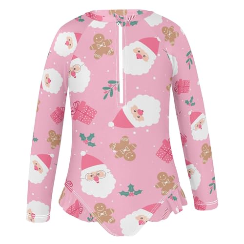 Ollabaky Girls Long Sleeve Swimsuit One Piece Bathing Suit Rash Guard UPF50+ Toddler Girl Zipper Swimwear2
