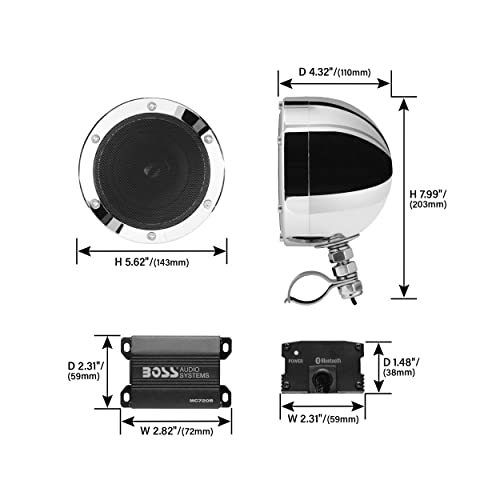 BOSS Áudio Sistemas MC720B Motorcycle Speaker System - Bluetooth, à prova de intempéries de colunas