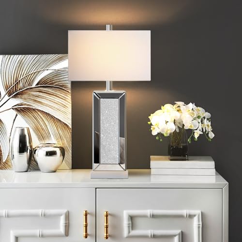 Partphoner STR-DL-0191 Modern Table Lamp Set Of 2 Touch Control, Silver Mirror Diamond Crystal Bedside Lamp thumb #4