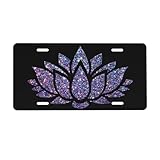 UEQIKI Colorful Lotus Front License Plate for Women Car Vanity Plates Decorative Aluminum Metal Cute Novelty License Plate Cover for Men 6x12 Inch (4 Holes)