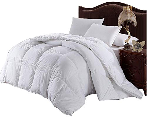 Royal Hotel Plush Down Fill Comforter, Hypoallergenic, Allergy-Free Down-Comforter 650-Fill-Power, Duvet Insert 100 % Cotton Shell 480 Threadcount - Solid White, Twin / Twin Extra Large