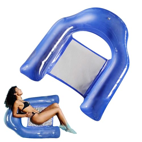 Silla flotante de piscina - tumbona de agua inflable para adultos | Natación plegable con soporte integrado para tazas, cómodo y asiento, accesorio de relajación de verano al aire libre, portátil para