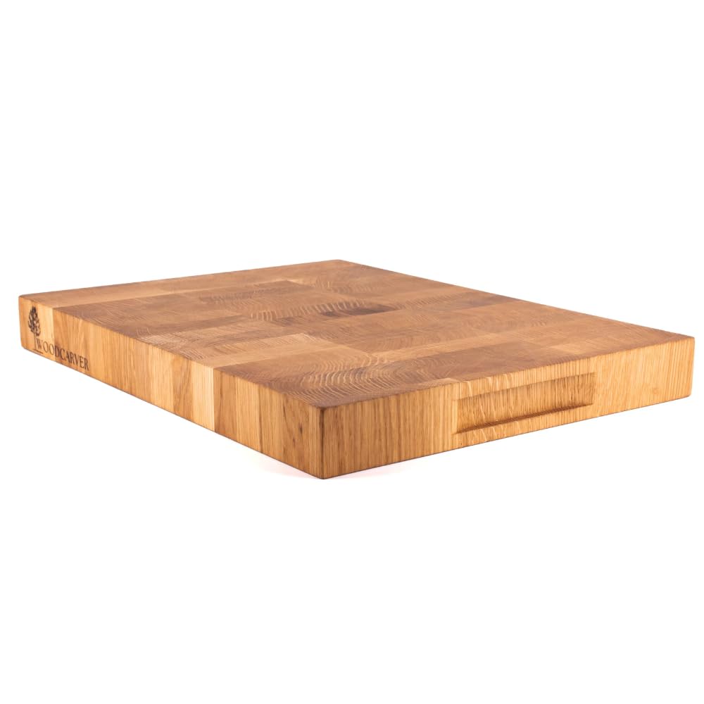 Woodcarver Endgrain Schneidebrett Eiche 40x30x4 cm – Massives Küchenbrett aus Holz – Messerfreundlich & Selbstheilend – Handgefertigt & Geölt – Vielseitig & Langlebig