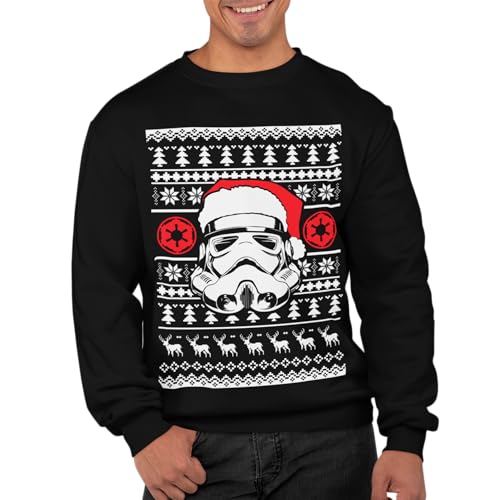 Graphic Impact Inspired Ugly Santa Face Chritstmas Santa Fictional Space Character Xmas Sweatshirt Sweater Christmas Jumper (Black, Small)